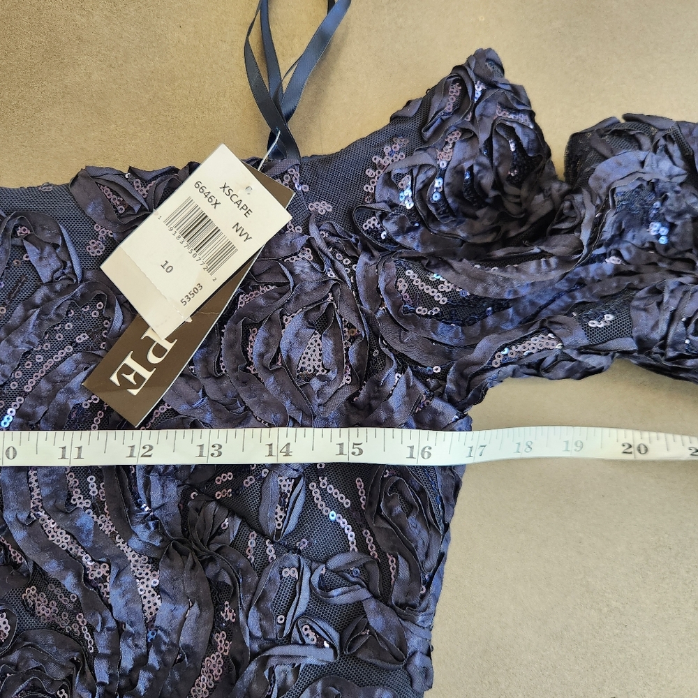 Xscape Off The Shoulder Gown Size 10 NWT $359 Navy Embellished - Picture 11 of 13